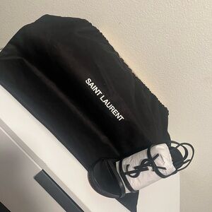 Saint Laurent Black and White Logo Dust Bag with Black Sandal